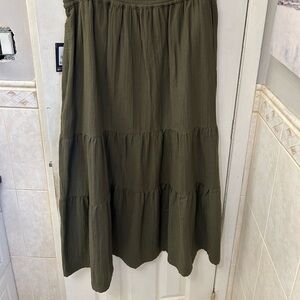 Chaps Forest Green Tiered Maxi Skirt